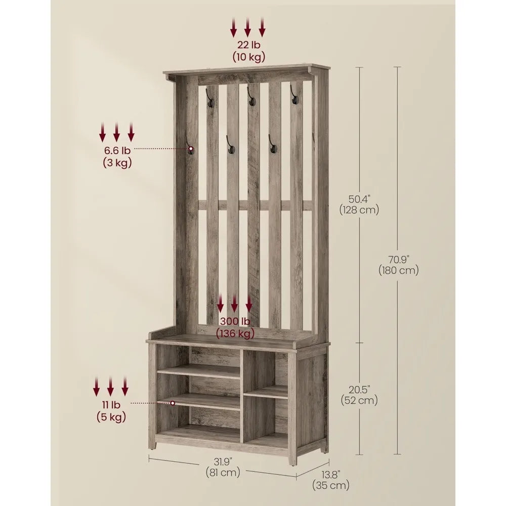 Coat Rack with Shoe Bench