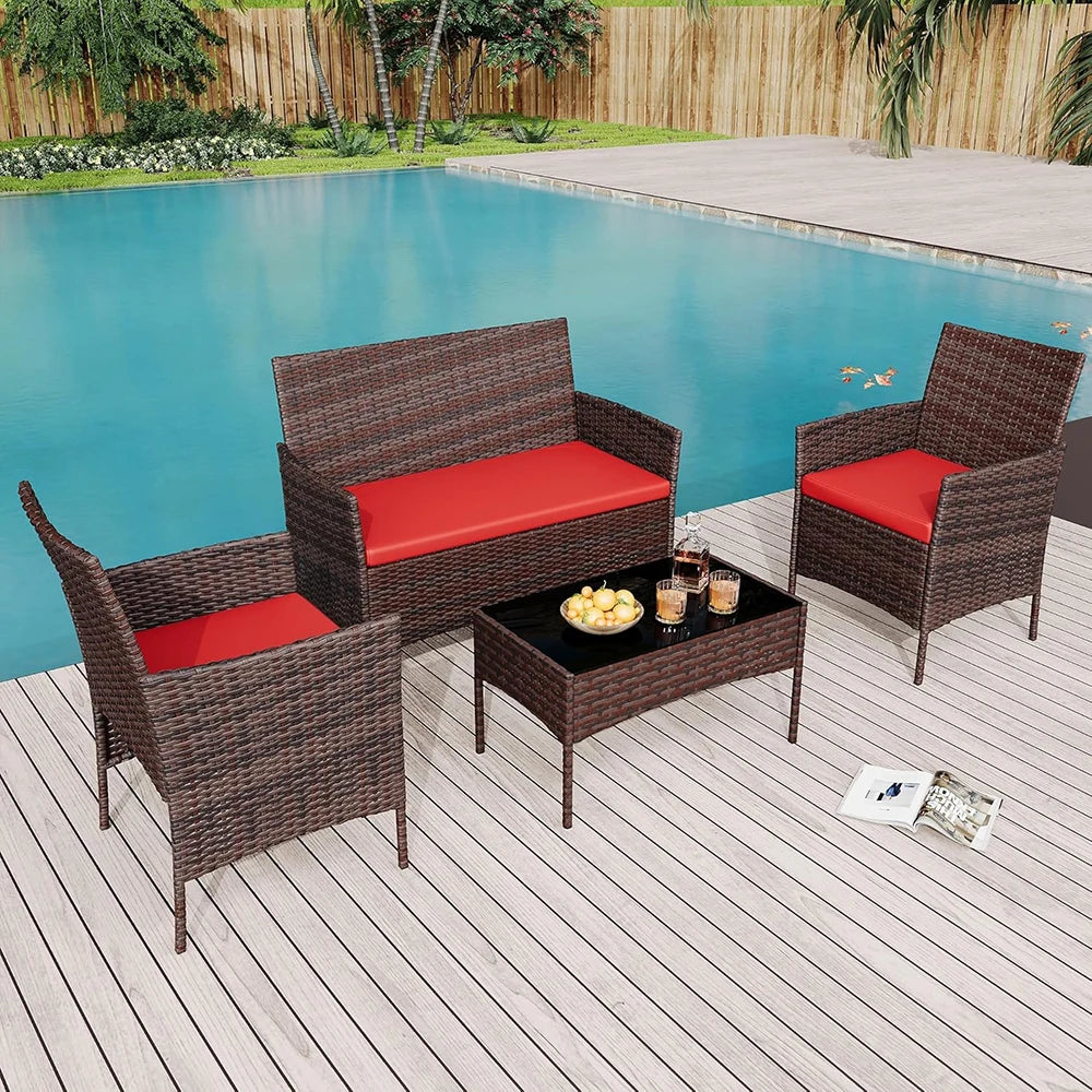 4-Piece Rattan Patio Set