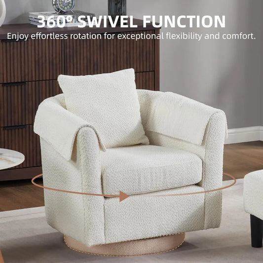42" Oversized Swivel Barrel Chair with Storage Ottoman