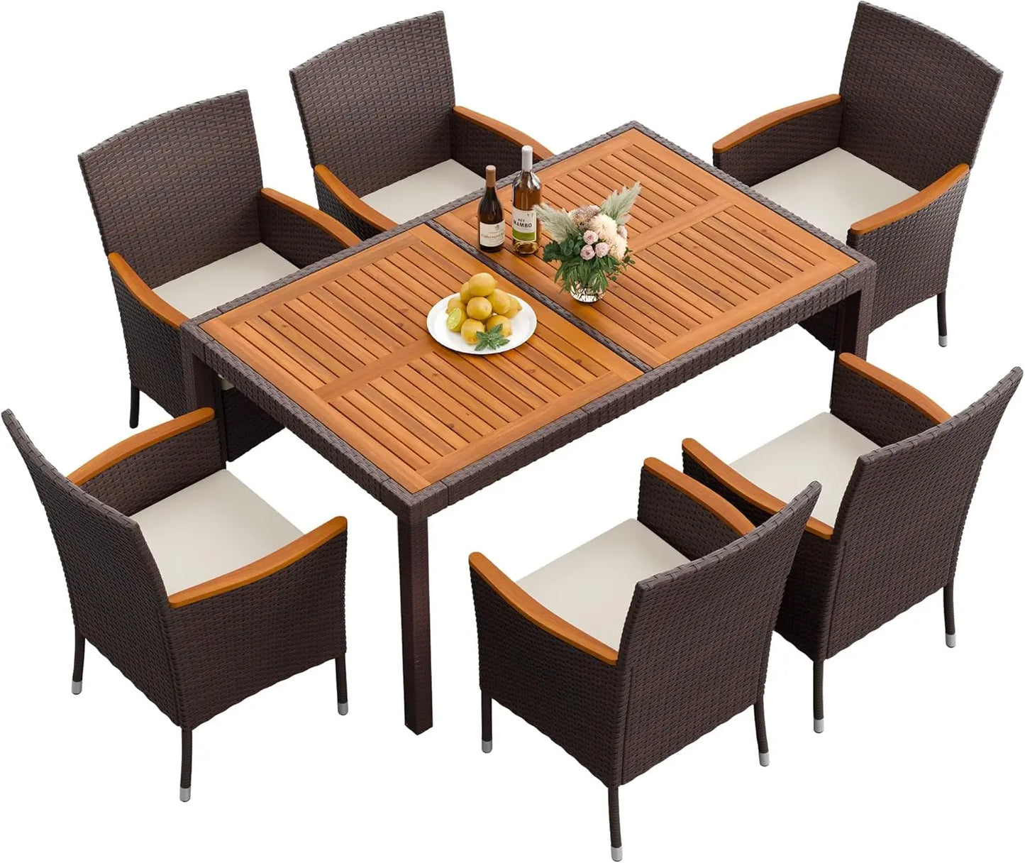 7 Piece Acacia Wood Patio Dining Set
