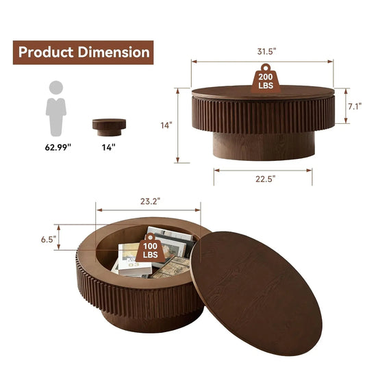Round Coffee Table with Storage