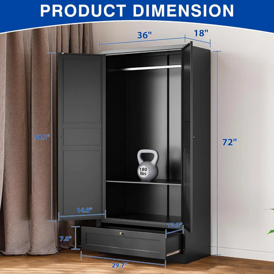 72'' Wardrobe Cabinet with Drawers