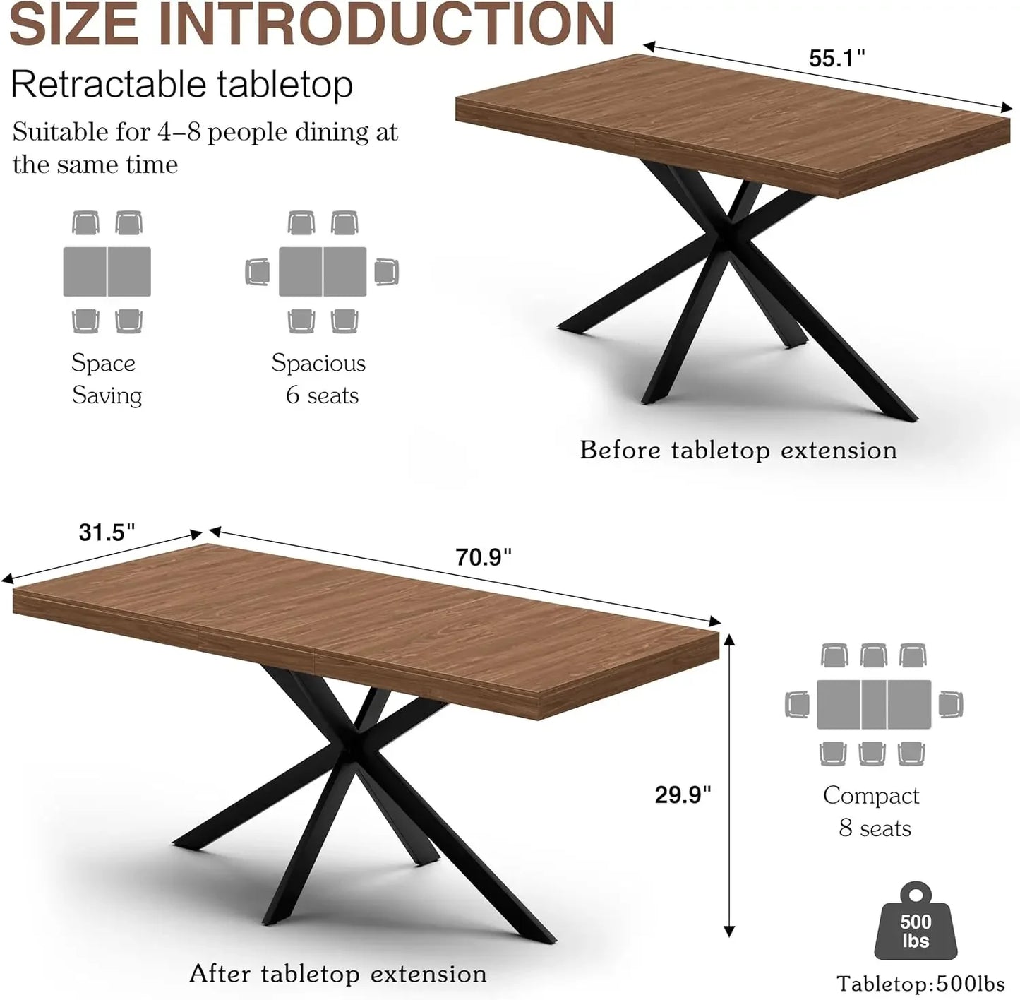 Walnut Extendable Dining Table