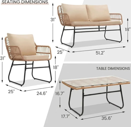 4 Pcs Patio Furniture Set