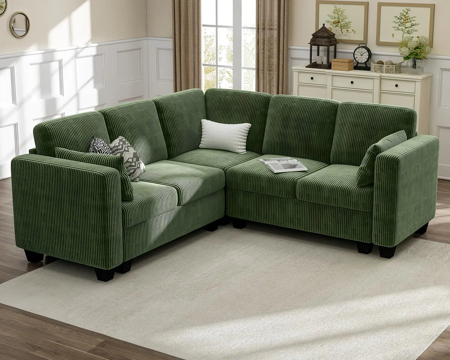 Modular Sectional Sleeper Sofa with Storage Ottoman