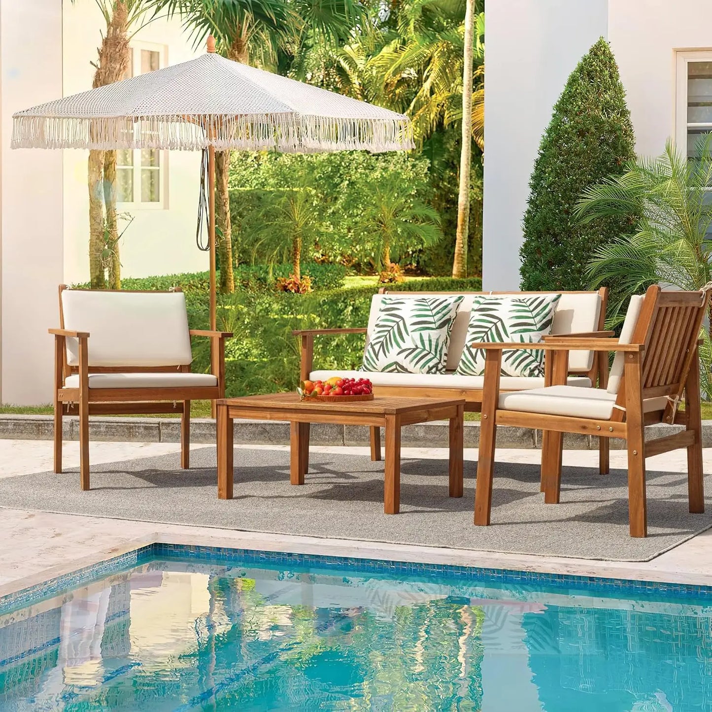 Acacia Wood Patio Furniture with Coffee Table