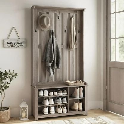 Coat Rack with Shoe Bench