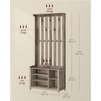 Coat Rack with Shoe Bench