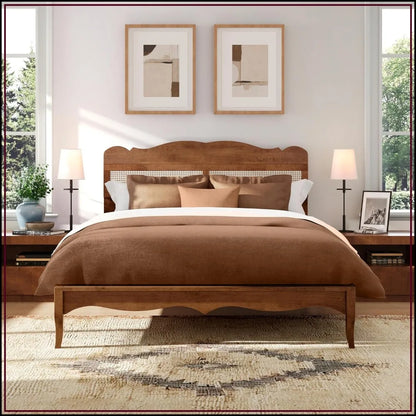 Platform Rattan Queen Bed Frame
