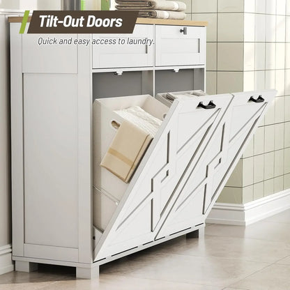 Double Tilt-Out Laundry Hamper Cabinet