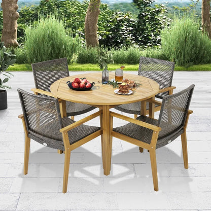 5 PCS  Acacia Wood Patio Dining Set