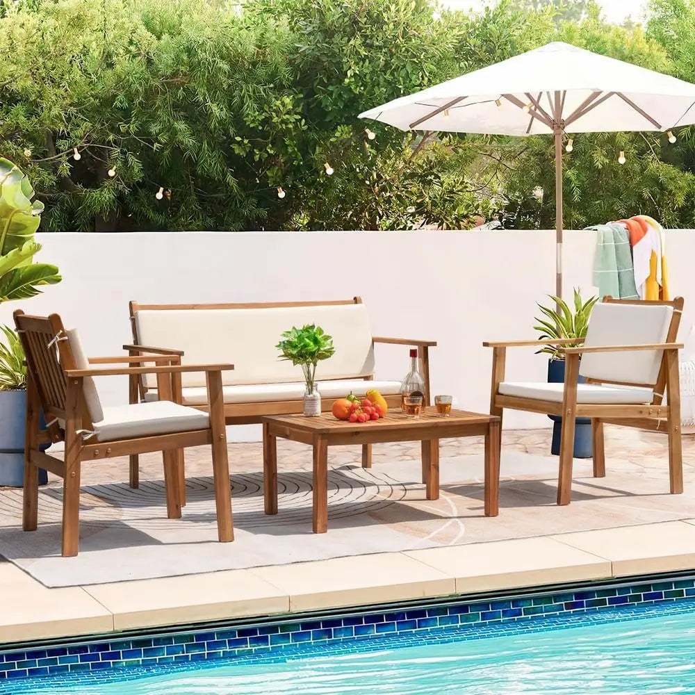 4 Piece Acacia Patio Set