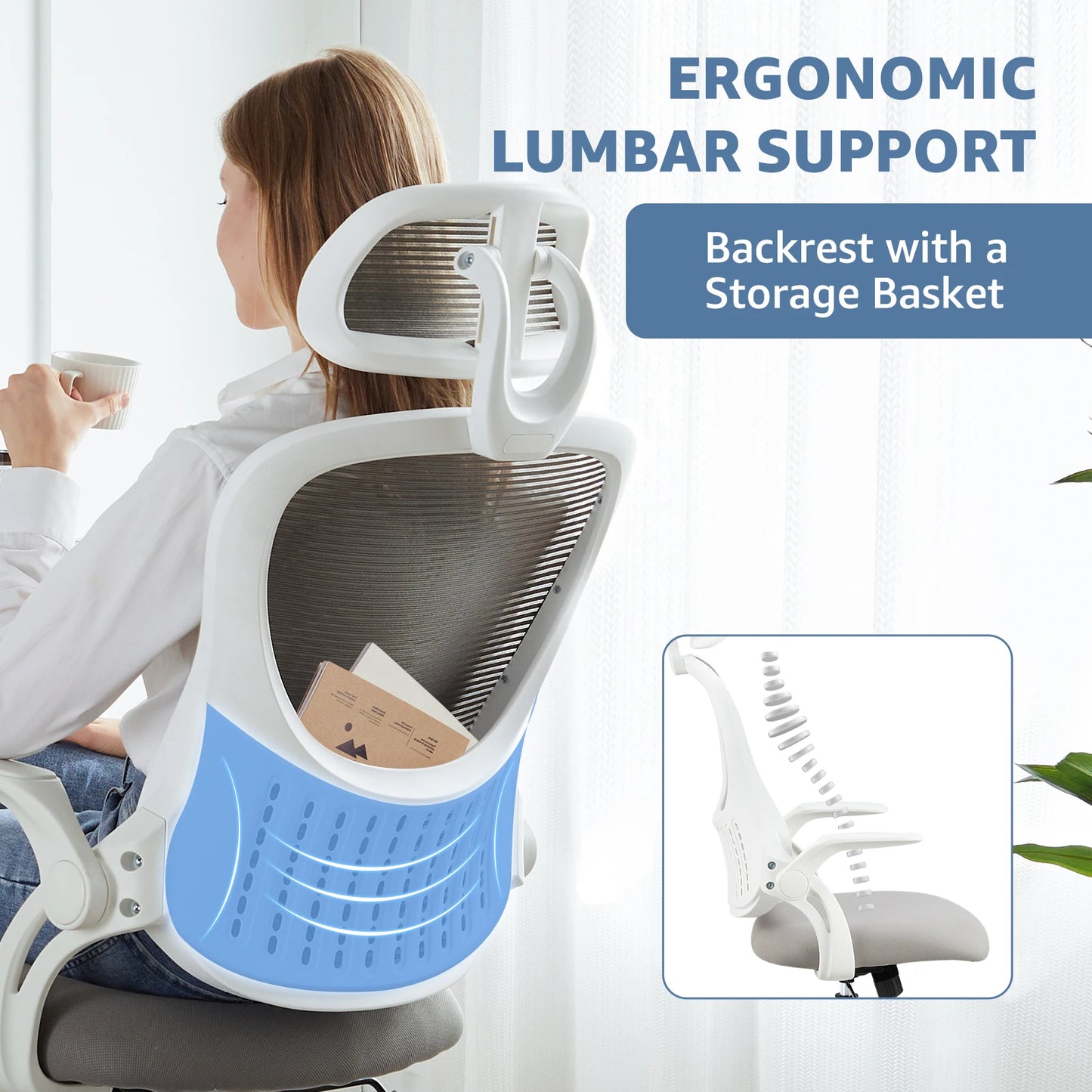 Office Chair with Flip-up Arms and Lumbar