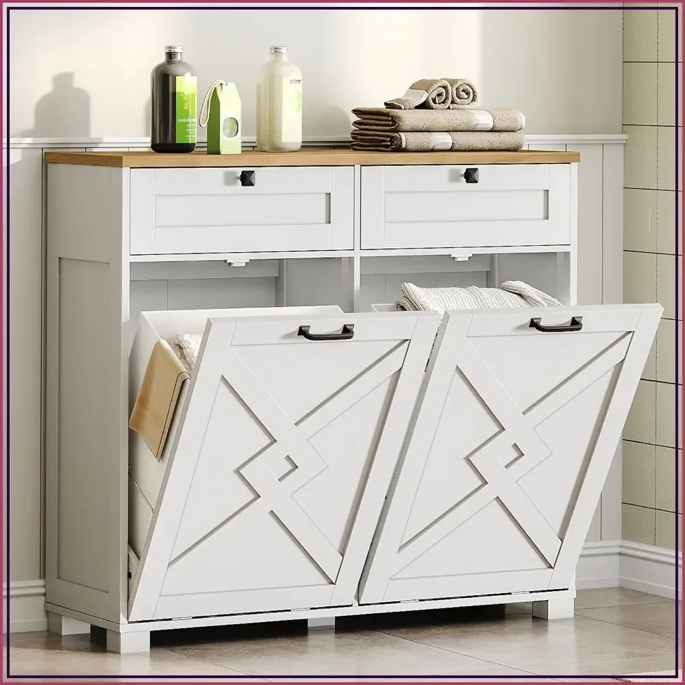 Double Tilt-Out Laundry Hamper Cabinet
