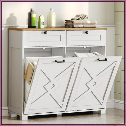 Double Tilt-Out Laundry Hamper Cabinet