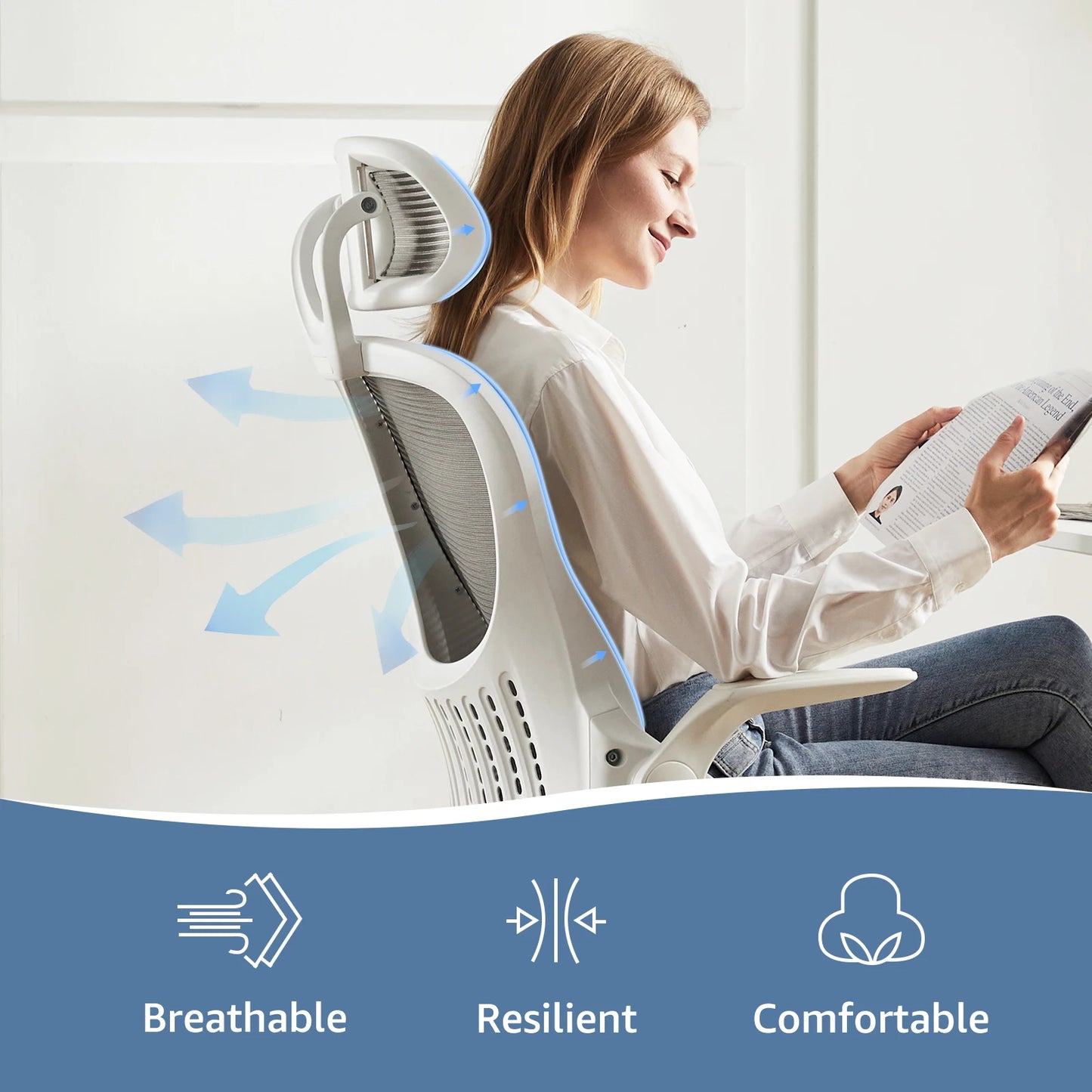 Office Chair with Flip-up Arms and Lumbar