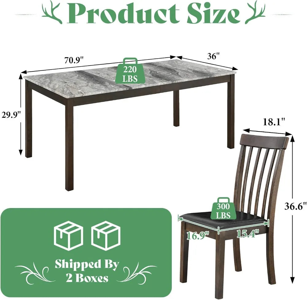 7-Piece Solid Wood Dining Set