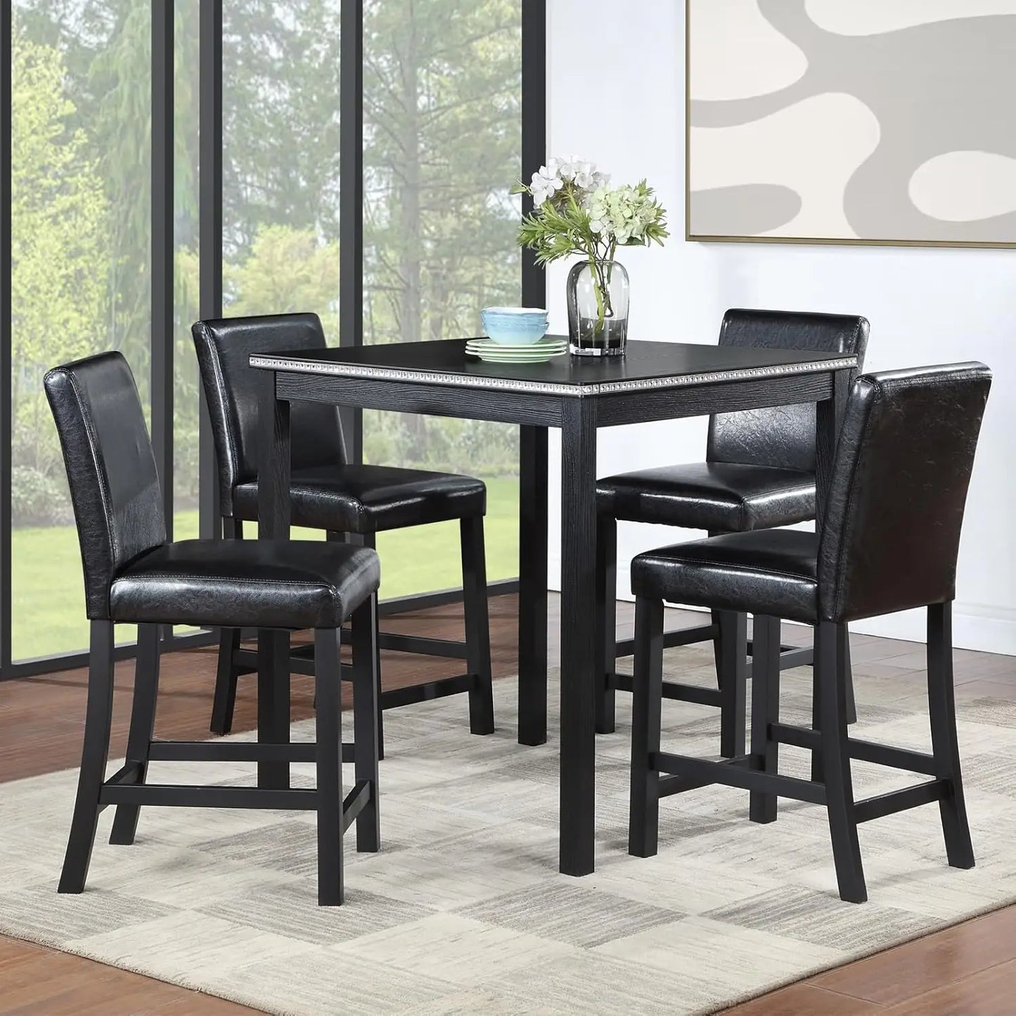 5-Piece Solid Wood Counter Height Kitchen Table Set