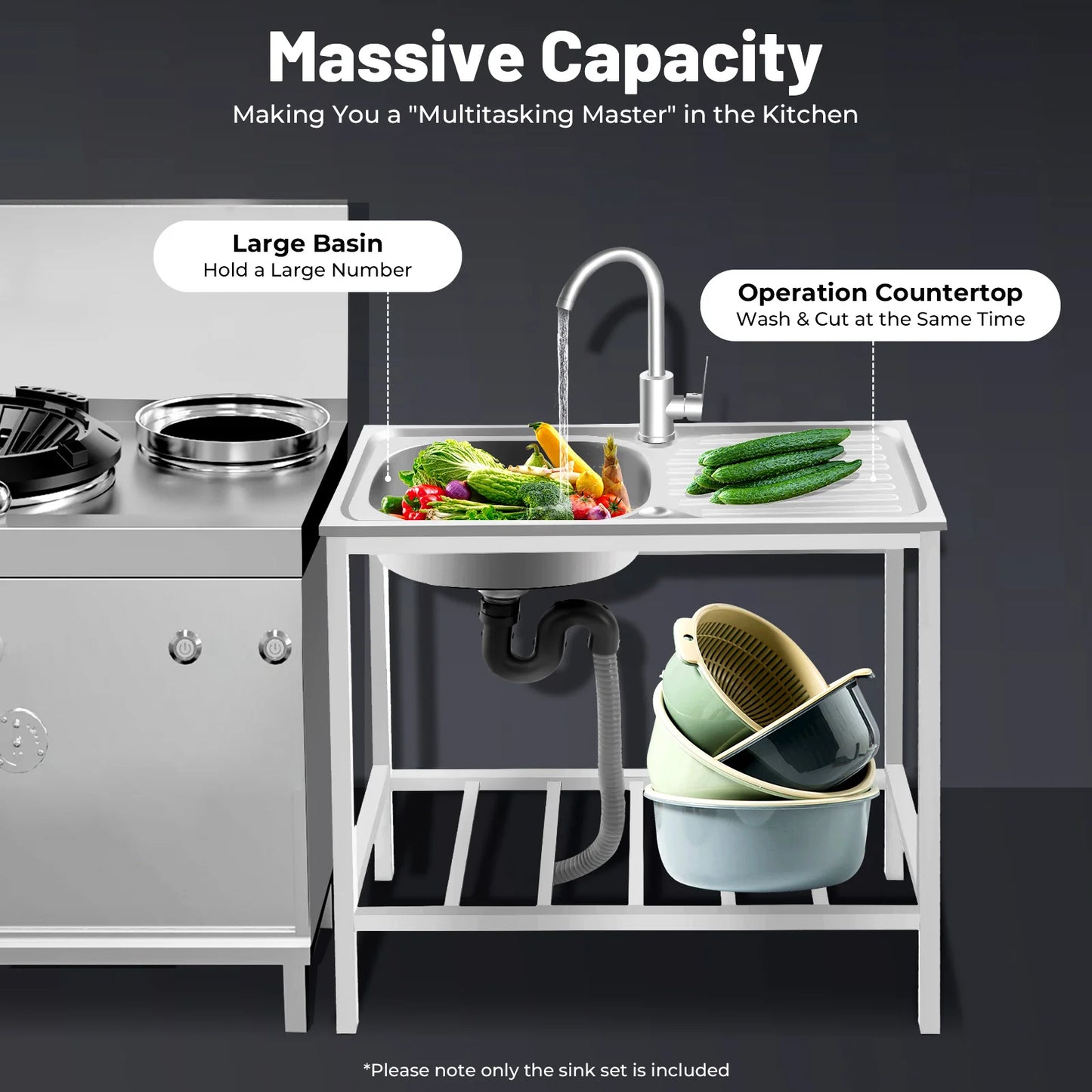 Free Standing Sink with Operation Countertop