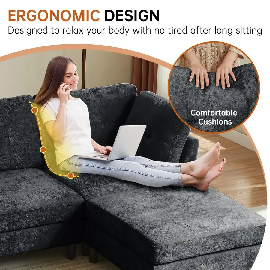 Oversized 3 Seater Sofa with Ottoman