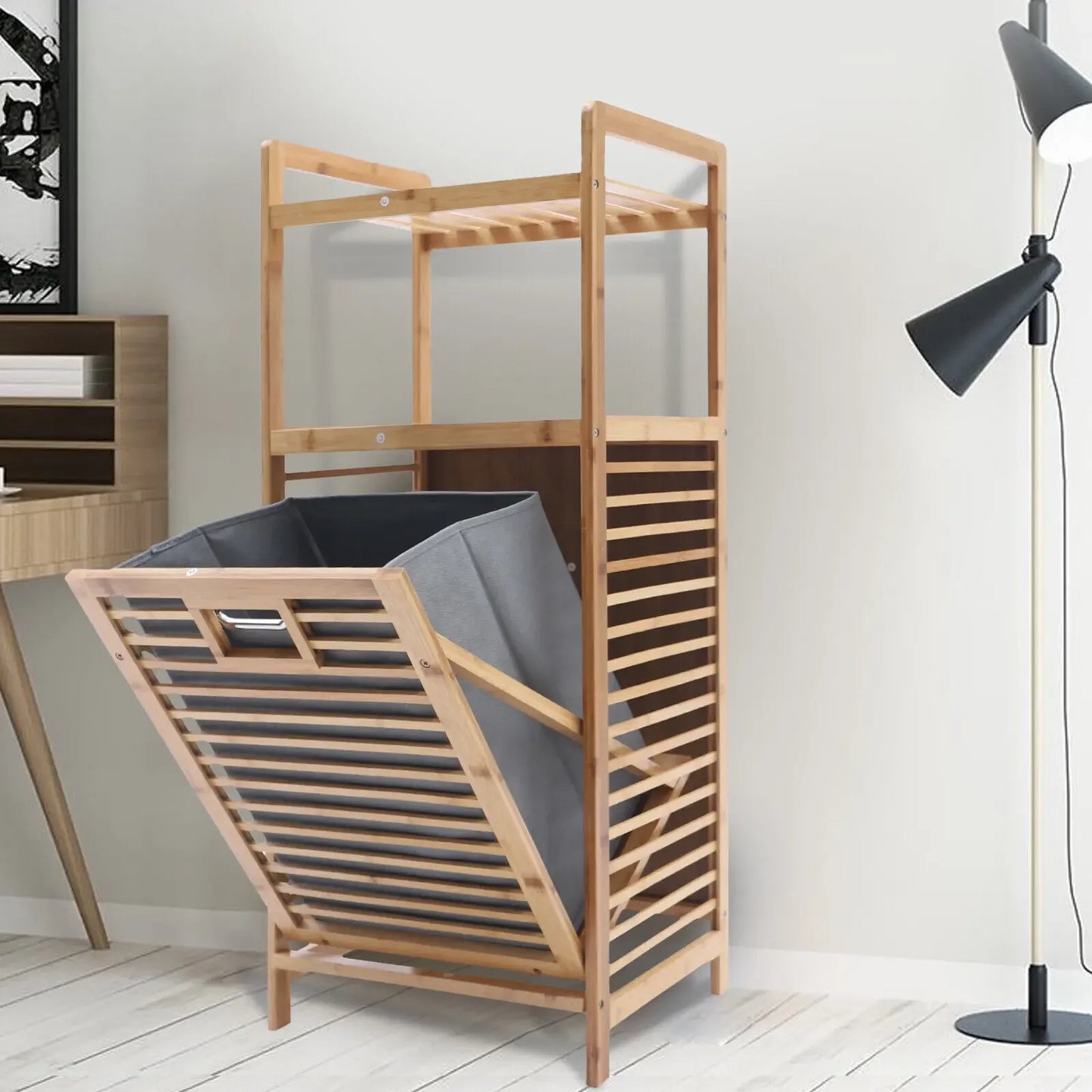 Bamboo Laundry Hamper Cabinet