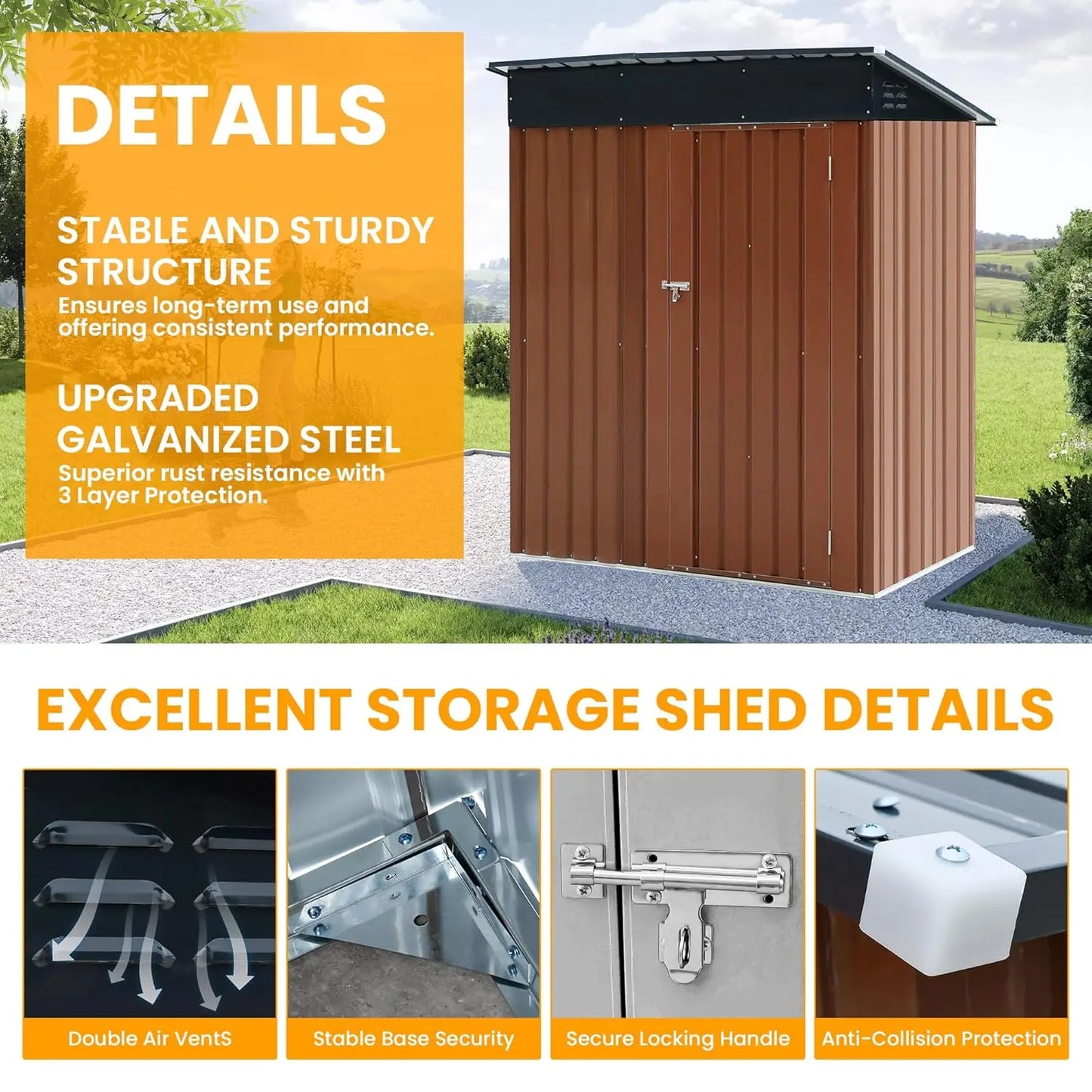 5x3 Lockable  Storage Shed