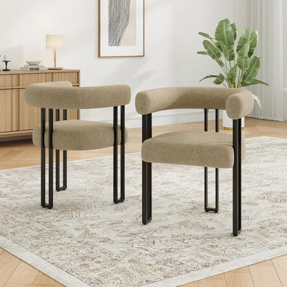 Set of 2 Upholstered Dining Arm Chairs