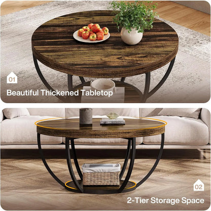 Modern Round Industrial Coffee Table