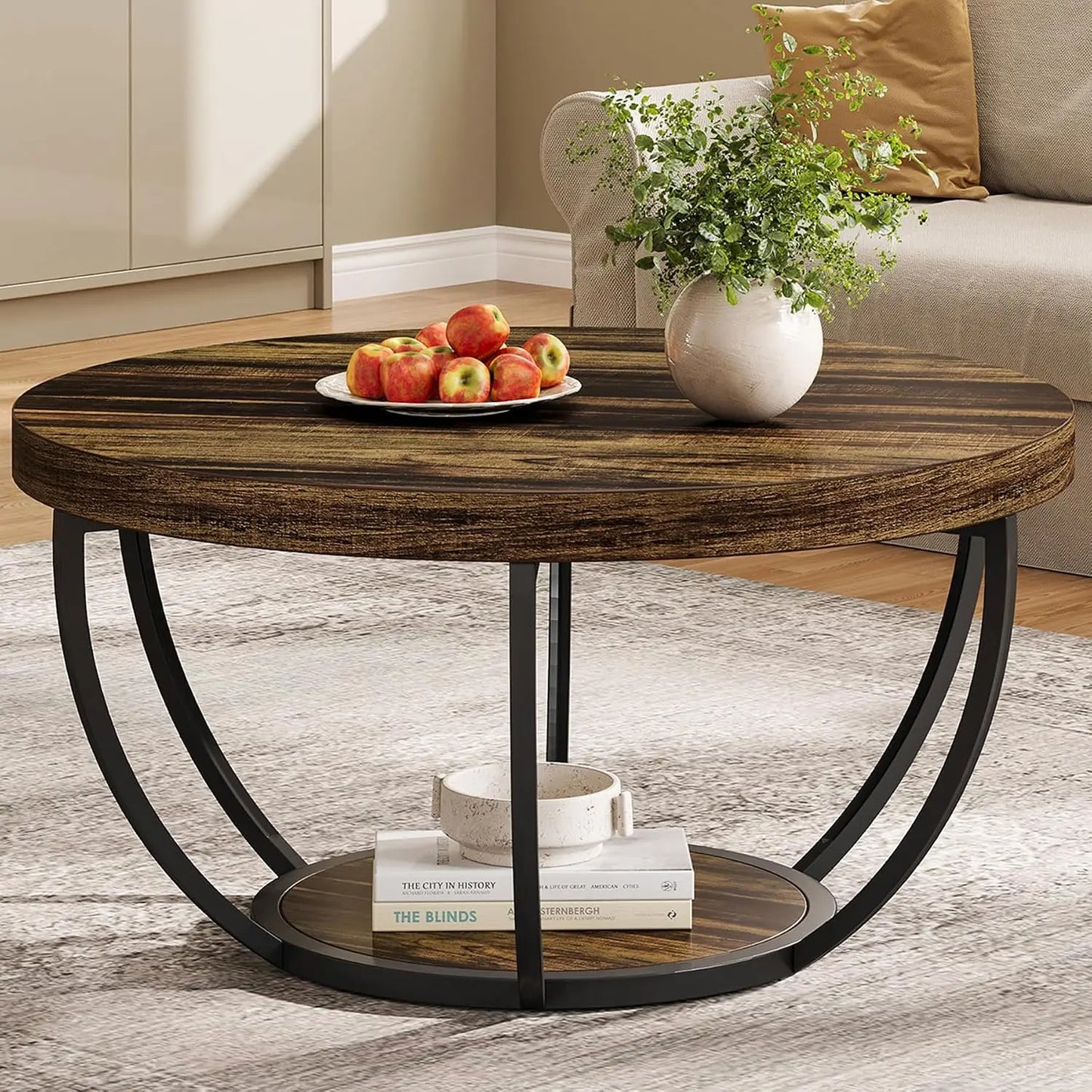 Modern Round Industrial Coffee Table