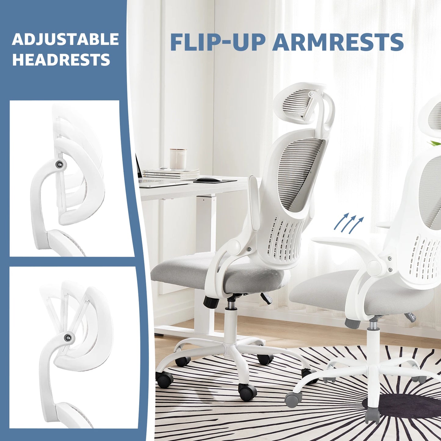 Office Chair with Flip-up Arms and Lumbar