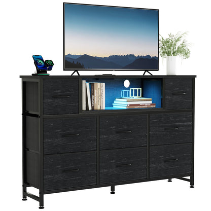 Dresser with LED Lights & Charging Station