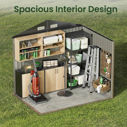 8x6 FT Outdoor Metal Storage Shed