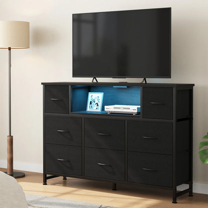 Dresser with LED Lights & Charging Station