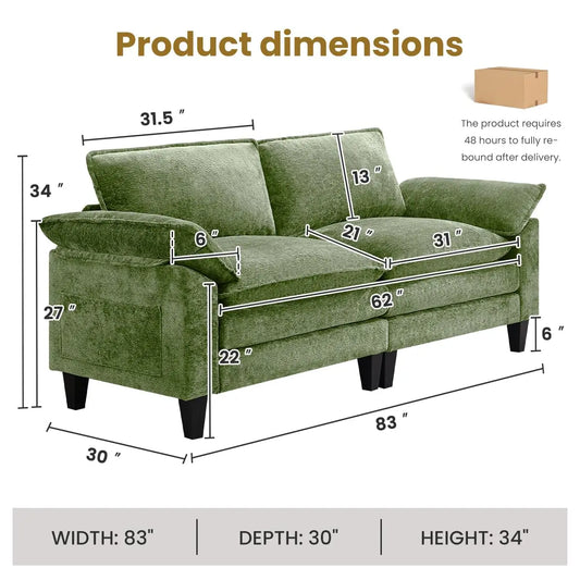 Modern Loveseat Sofa with Chenille Fabric