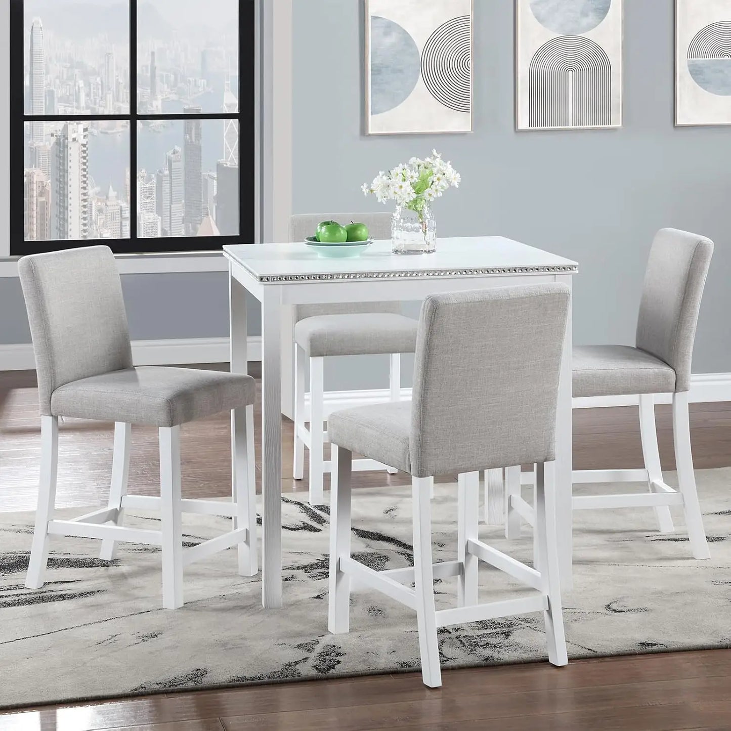 5-Piece Solid Wood Counter Height Kitchen Table Set