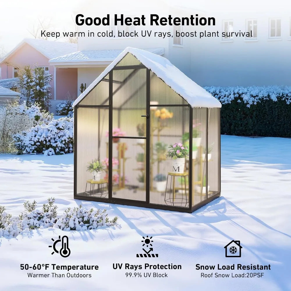 6x4FT Polycarbonate Greenhouse