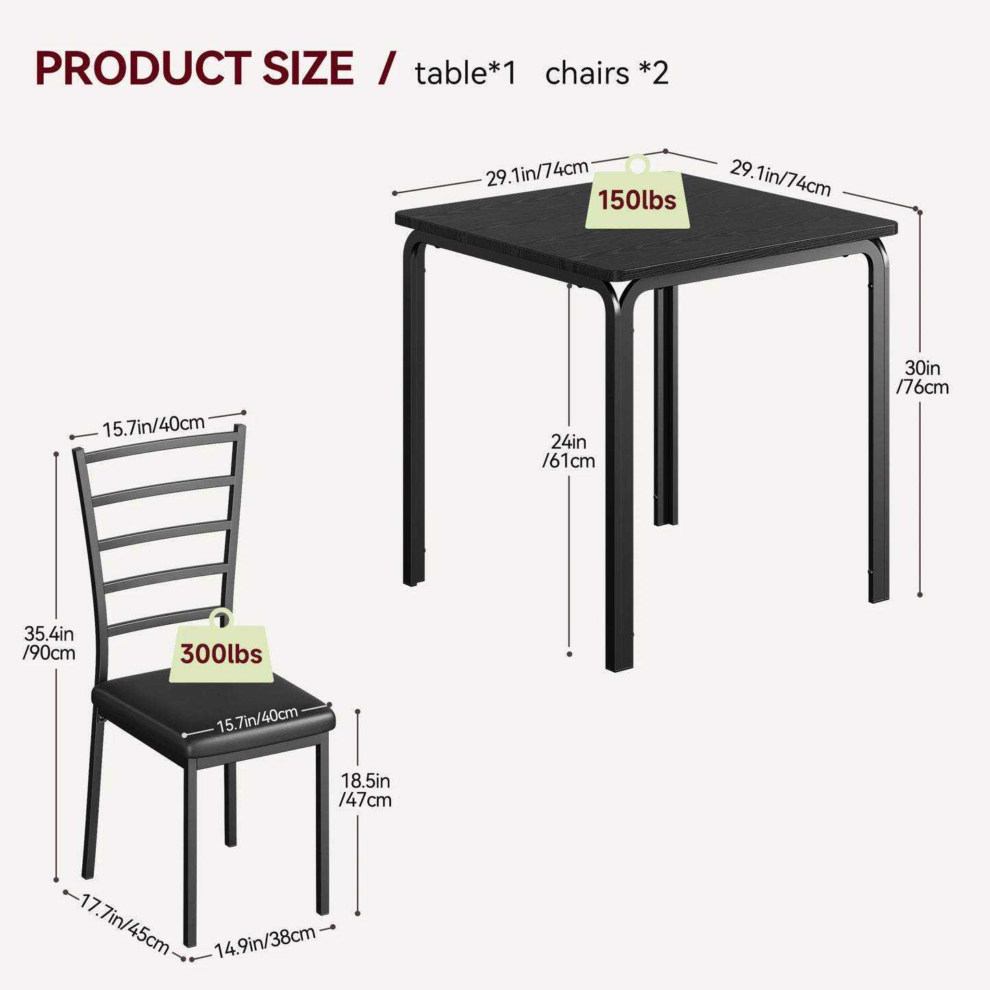 3-Piece Modern Dining Table Set