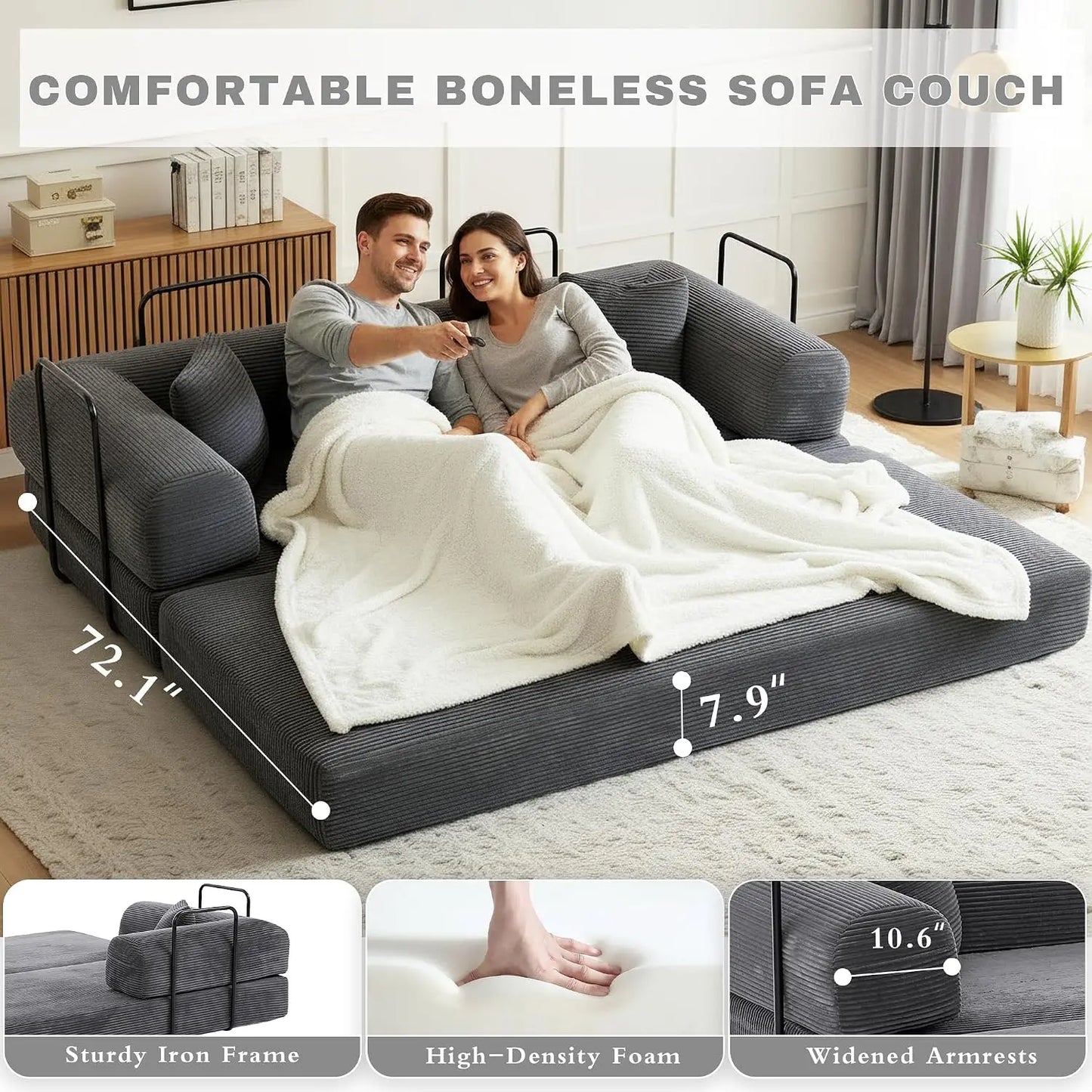 80 Inch Multi-Functional Convertible Sofa