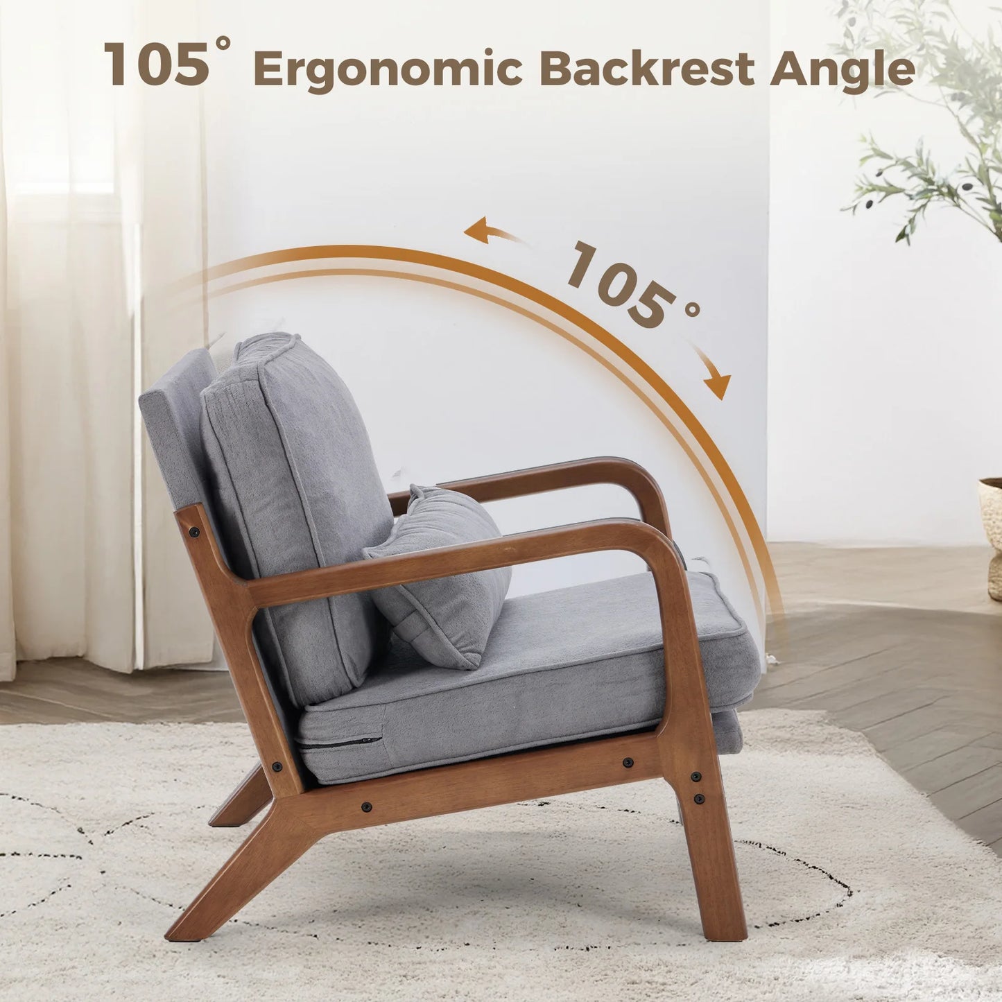 Modern Solid Wooden Frame Accent Chair