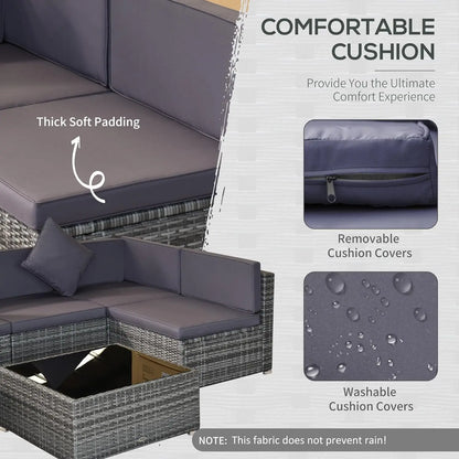 7pc Rattan Sectional Sofa
