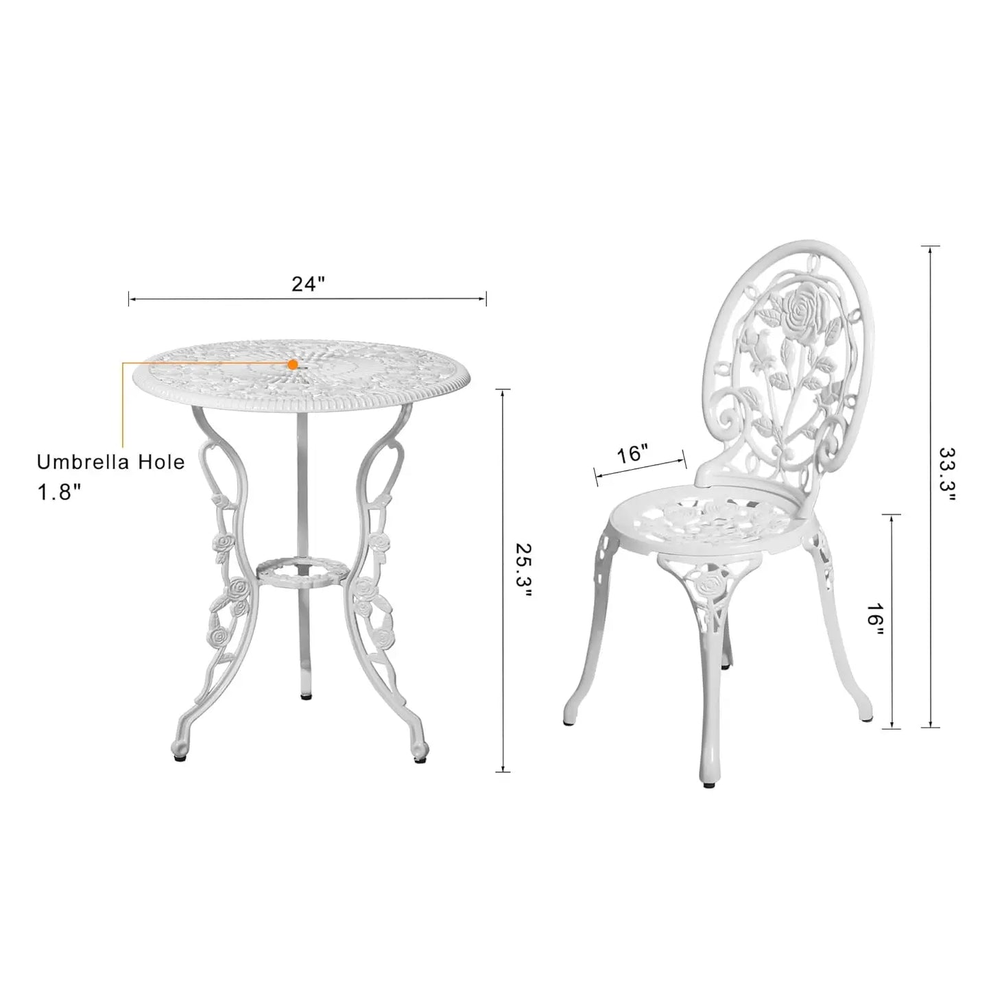 3pc Cast Iron Bistro Set