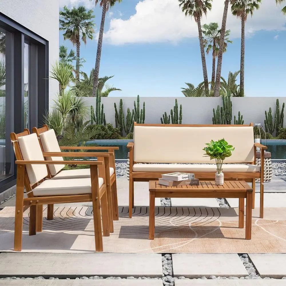4 Piece Acacia Patio Set