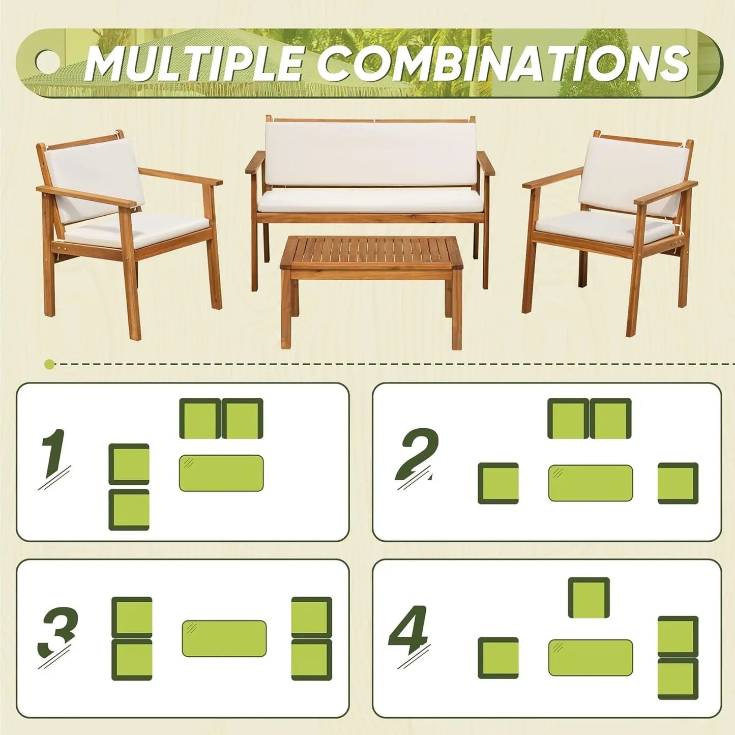 Acacia Wood Patio Furniture with Coffee Table
