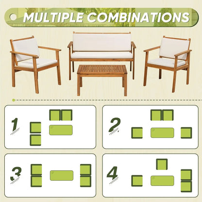 Acacia Wood Patio Furniture with Coffee Table