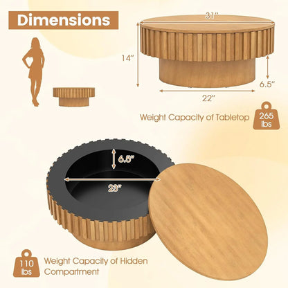 Round Coffee Table with Storage