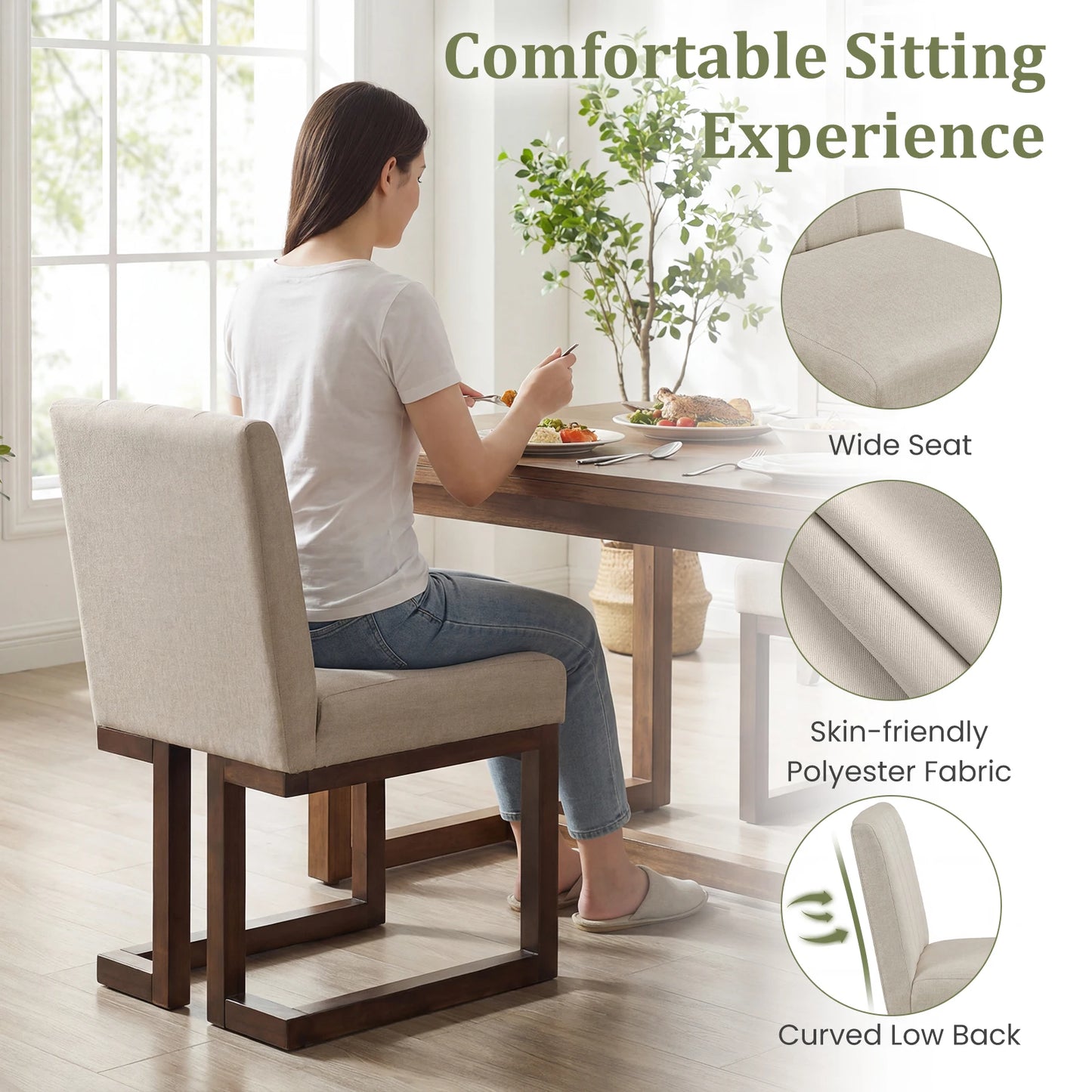 2 PCS Wooden Dining Chairs