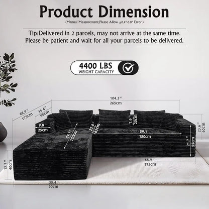 104" Modular Sofa with Deep Seat Comfort