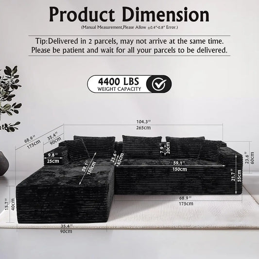 104" Modular Sofa with Deep Seat Comfort