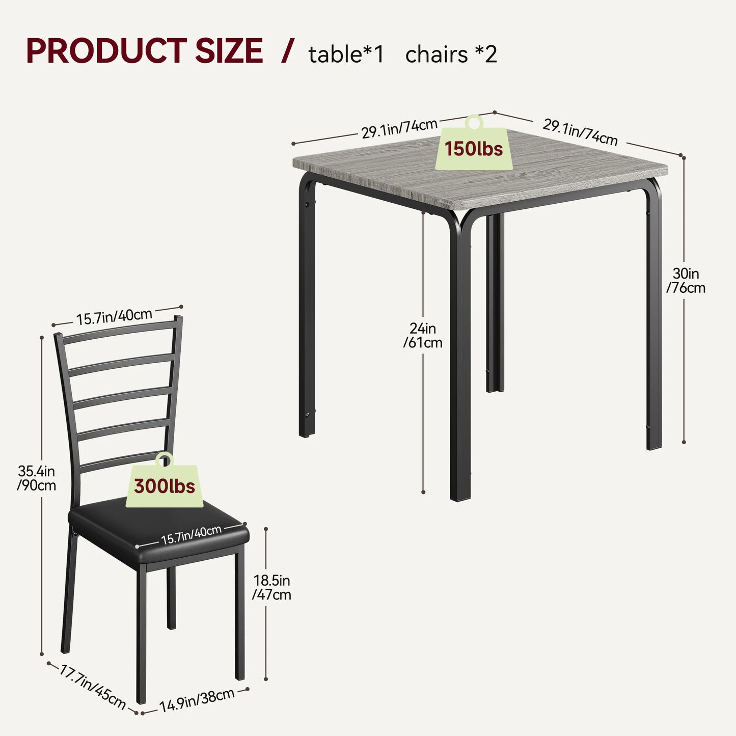 3-Piece Modern Dining Table Set