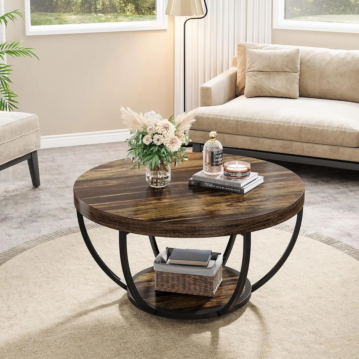 Modern Round Industrial Coffee Table